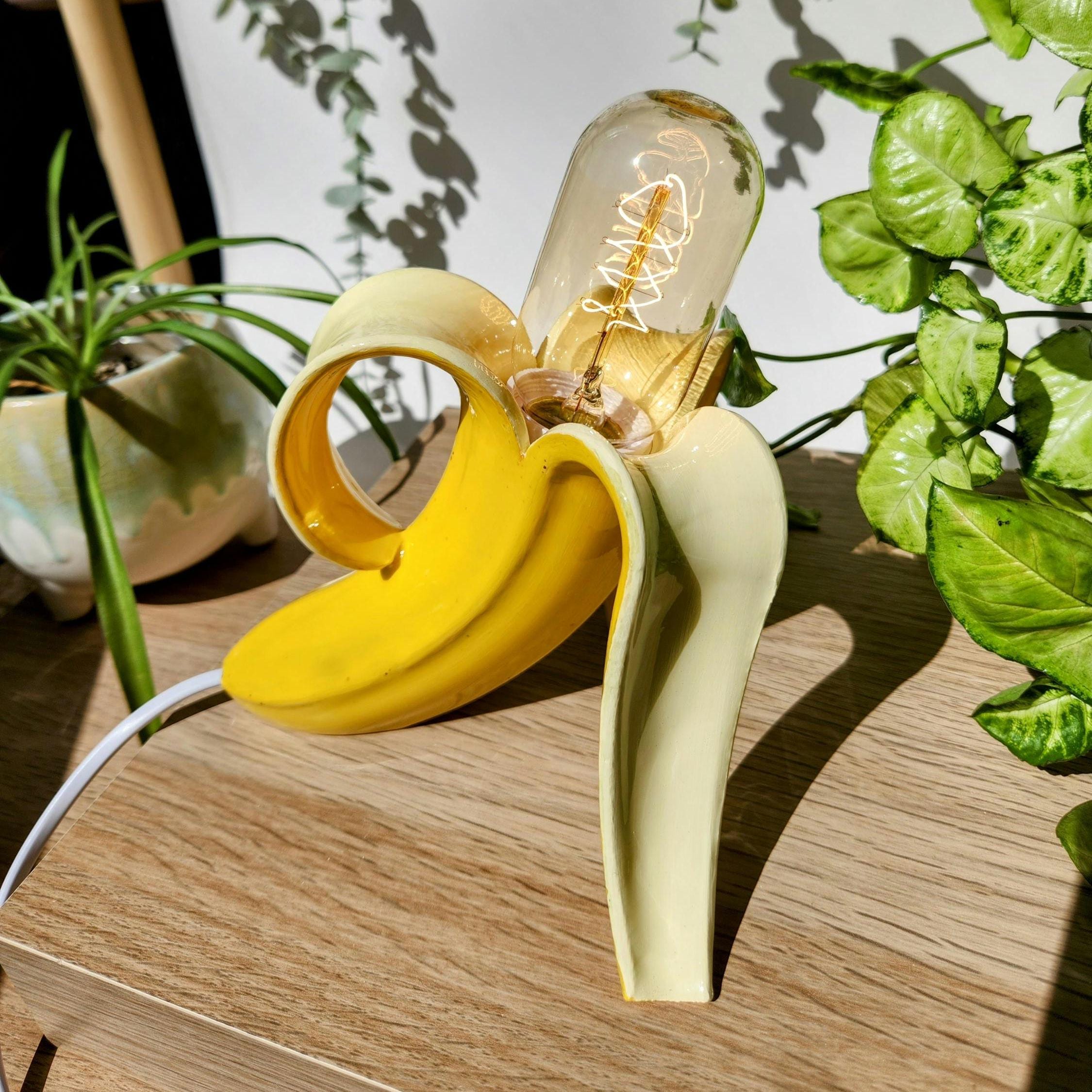 Hand-painted Banana Lamp: Edison Bulb, Quirky Desk Light With US