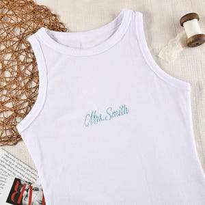 Embroidered High Neck Cropped Top, Mrs. Tank Top, Bridal Tank Top, Bridal Baby Tee, Bachelorette Party Tank, Bridal Outfit, Engagement Gift
