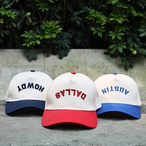 Gorra bordada al revés, gorra de béisbol bicolor de 5 paneles, gorra personalizada con bordado 3D. Crea tu propia gorra con texto, gorra de camionero moderna, gorras para mamá.