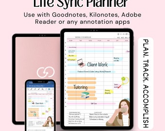 Life Sync Planner Pink Digital Planner Ipad Planner 2024 Planner ADHD Planner Daily Routine To Do List Daily Planner Instant Download
