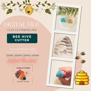 Polymer Clay Cutter STL File, Bee Hive Shape, Hive Bee Hive Clay Cutter,Digital File, Bee Hive STL, Digital STL, 4 Sizes