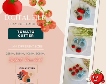 Tomato Polymer Clay Cutter STL File: 4 Sizes, Earring DIY (Digital Download)