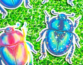 Spring Dumbledor Beetle / handmade artist vinyl sticker / nature stationery