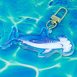 Holographic Hammerhead Shark Keychain / ocean bag charm
