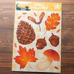 Herbstlaub Aufkleber / handgemachter Aufkleber / holografische Sterne / Herbst Aufkleber