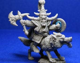 Eastern Goblin Wolfrider Champion - Fabelzel - Goblin / Hobgoblin Big Boss Hero - Resin Miniature RPG Fantasy Wargaming