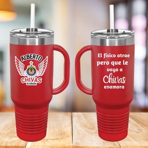Mug de voyage isotherme Chivas personnalisé, cadeau de football mexicain, Regalo Futbol, Guadalajara, mug de voyage personnalisé, cadeau pour lui, anniversaire, mug Chivas