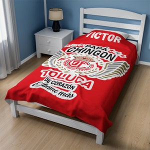 Gepersonaliseerde deken Toluca, cadeau Mexicaans voetbalvoetbal, Regalo para papá, Dia del Padre, vaderdagcadeau, Mexicaanse vader, Equipo Toluca