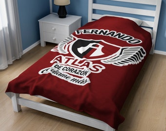Personalized Blanket Atlas, Mexican Futbol Soccer Gift, Regalo papá, Regalo Hombre, Men Gift, Mexican Dad, Equipo Atlas, Cumple, Liga Mex