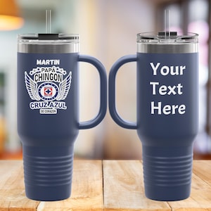 Personalized Cruz Azul Insulated Mug, Mexican Soccer Gift, Regalo Futbol, Cruz Azul Tumbler, Regalo hombre, Papa, Abuelo, Custom Gift, Bday