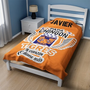 Gepersonaliseerde deken Tigres, cadeau Mexicaans voetbalvoetbal, Regalo para papá, Dia del Padre, Vaderdagcadeau, Mexicaanse vader, Equipo Tigres UANL