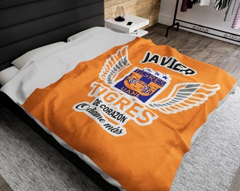 Personalized Blanket Tigres, Mexican Futbol Soccer Gift, Regalo para papá, Dia del Padre, Men Gift, Mexican Dad,Equipo Tigres UANL, Cumple