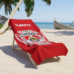 Gepersonaliseerde strandlaken, aangepaste naamcadeau, gepersonaliseerd cadeau chivas, Mexicaans futbolcadeau, Regalo papá, Dia del Padre, Vaderdag, Guadalajara