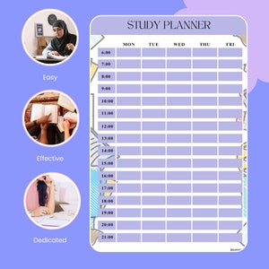 学習プランナー、週間スケジュール、高校日記、PDF、カラフルな週間学習プランナー - 日々のスケジュールを簡単に整理して管理しましょう!
