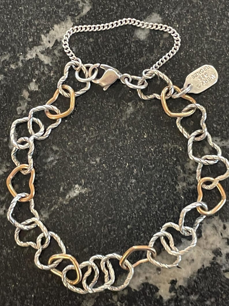 Genuine James AVERY 925 Sterling Silver Bronze 7 1/4” Twisted Accent ...