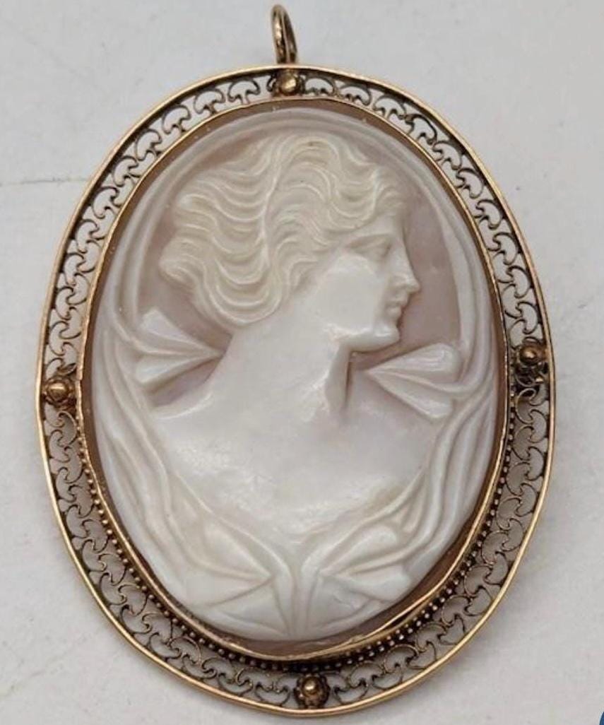 Antique Victorian Shell Cameo &pendant Brooch - Etsy