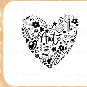 Art Teacher Svg Art Svg Art Education Svg Art Elementary Svg Art Heart Svg Cute Art Teacher Shirt Design Hand Drawn Digital Design