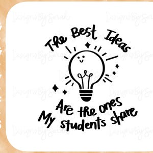 Cute Teacher Svg As melhores ideias são aquelas que meus alunos compartilham Svg Professor Svg Lâmpada Svg Design digital desenhado à mão