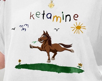 Ketamine Shirt, Ketamine Paard Kind Tekening Tee, Rainbow Ketamine Tshirt, Ketamine Meme Shirt, Sweatshirt, Hoodie