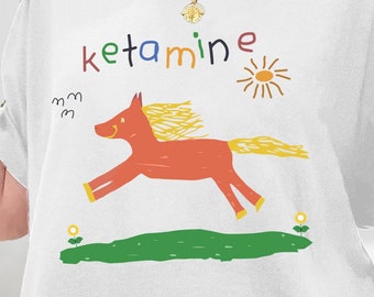 Ketamine paard grappig shirt, ketamine shirt, ketamine paard kind tekening Tee, regenboog ketamine, ketamine meme shirt, sweatshirt, hoodie