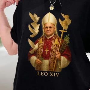 Pope Leo XIV Shirt, Angels and Doves Catholic Christian Tee, Robert Francis Prevost New Pope Vatican City Catholic Church Holy Father Pope