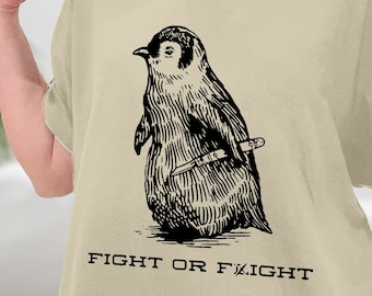 Luta ou vôo engraçado pinguim trocadilho luta ou vôo meme camiseta, moletom engraçado pinguim, presente para amantes de pinguim, camisa pinguim do Pólo Norte
