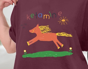 Ketamine paard grappig shirt, ketamine shirt, ketamine paard kind tekening tee, regenboog ketamine shirt, ketamine meme shirt, sweatshirt, hoodie