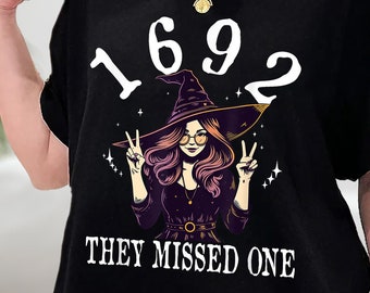 Salem 1692 Shirt, They Missed One Tshirt, Retro Salem Massachusetts Halloween Shirt, Salem Witch Trials TShirt, Sweatshirt, Hoodie