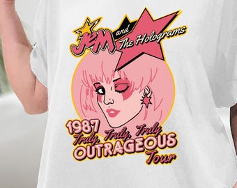 Jem & The Holograms Sweatshirt, Jem Outrageous Tour Shirt, 80's Cartoon Neon Color, Summer Girl Shirt, Sweatshirt, Hoodie