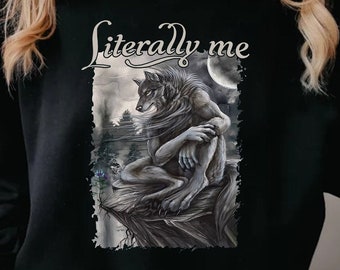 Sitting wolf shirt literally me alpha wolf funny meme tshirt grunge clothing aesthetic silly animal mental health month Mentally Where Im At