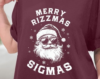 Merry Rizzmas Sigmas Christmas Santa TShirt, Rizz the Season Santa Sweatshirt, Rizzler Santa Claus T-shirt, Santa Shirt, Sweatshirt, Hoodie