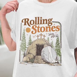 Christian Easter Rolling Stones Shirt, Retro Easter Christian Jesus Shirt, Retro Since AD 33 Shirt, Jesus Christian Tee, He is Risen Shirt