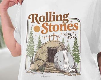 Christian Easter Rolling Stones Shirt, Retro Easter Christian Jesus Shirt, Retro Since AD 33 Shirt, Jesus Christian Tee, He is Risen Shirt
