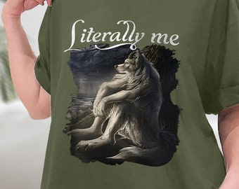 Camisa de lobo sentado, Camisa literalmente yo, Camisa de meme divertido, Mes tonto de la salud mental de los animales, Camisa de lobo alfa, Camisa de hombre lobo, Sudadera con capucha