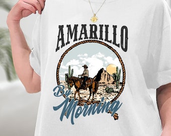 Retro Desert Cowboy Rijpaard Amarillo door Morning Western T-Shirt, Amarillo By Morning T-Shirt, Amarillo Shirt, Sweatshirt, Hoodie