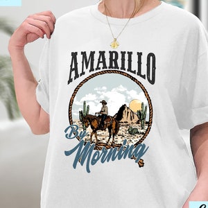 Retro Desert Cowboy Riding Horse Amarillo By Morning Western T-Shirt, Amarillo By Morning T-Shirt, Amarillo Shirt, Sweatshirt, Hoodie