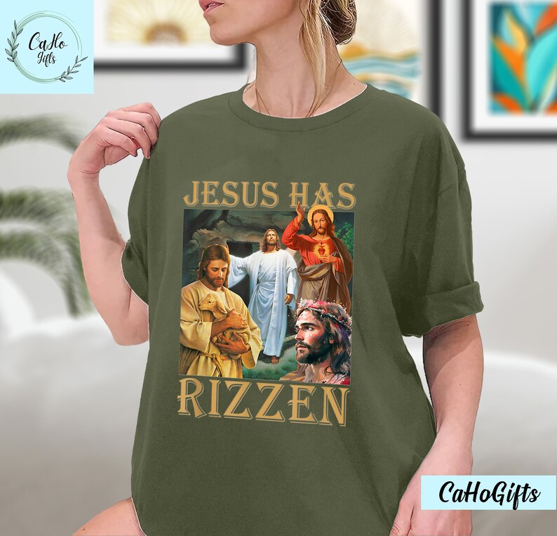 Jesus Has Rizzen Jesus Cool Funny T-shirt, He is Rizzen Jesus Rizz ...