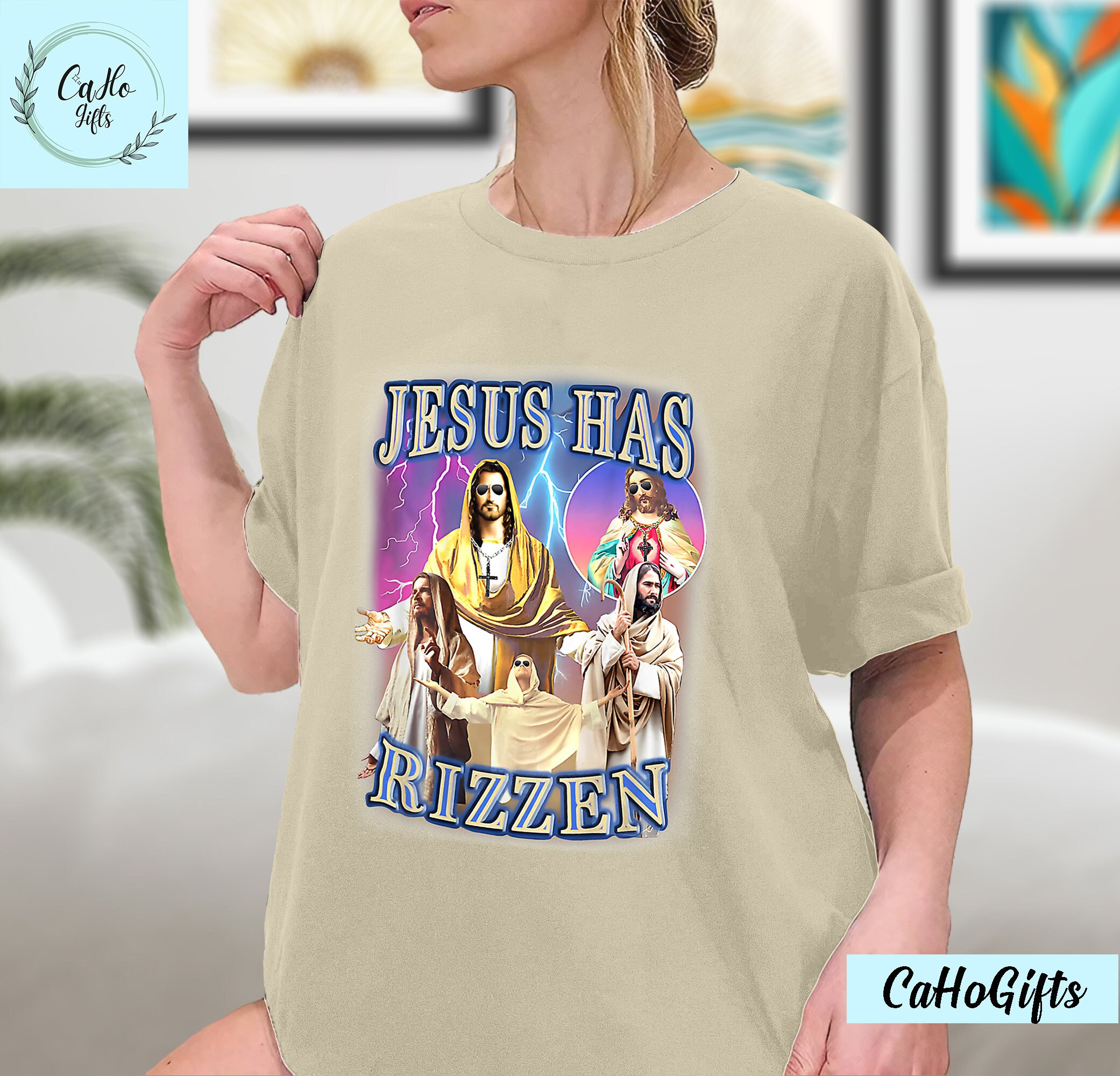 Jesus Has Rizzen Shirt, He is Rizzen Jesus Rizz Shirt, Funny Jesus Meme ...