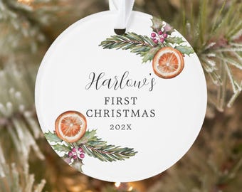 Babys erste Weihnachtsgeschenke, Baby 1st Weihnachtsdekoration, Baby Neugeborene Geschenke, Babys erste Weihnachten Winter Botanicals Ornament