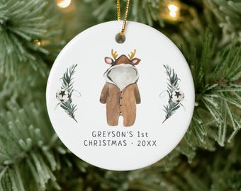 Baby Rentier | Babys erste Weihnachtsverzierung, Baby erste Weihnachtsverzierung 2025, personalisierte erste Weihnachtsverzierung Baby Girl Name