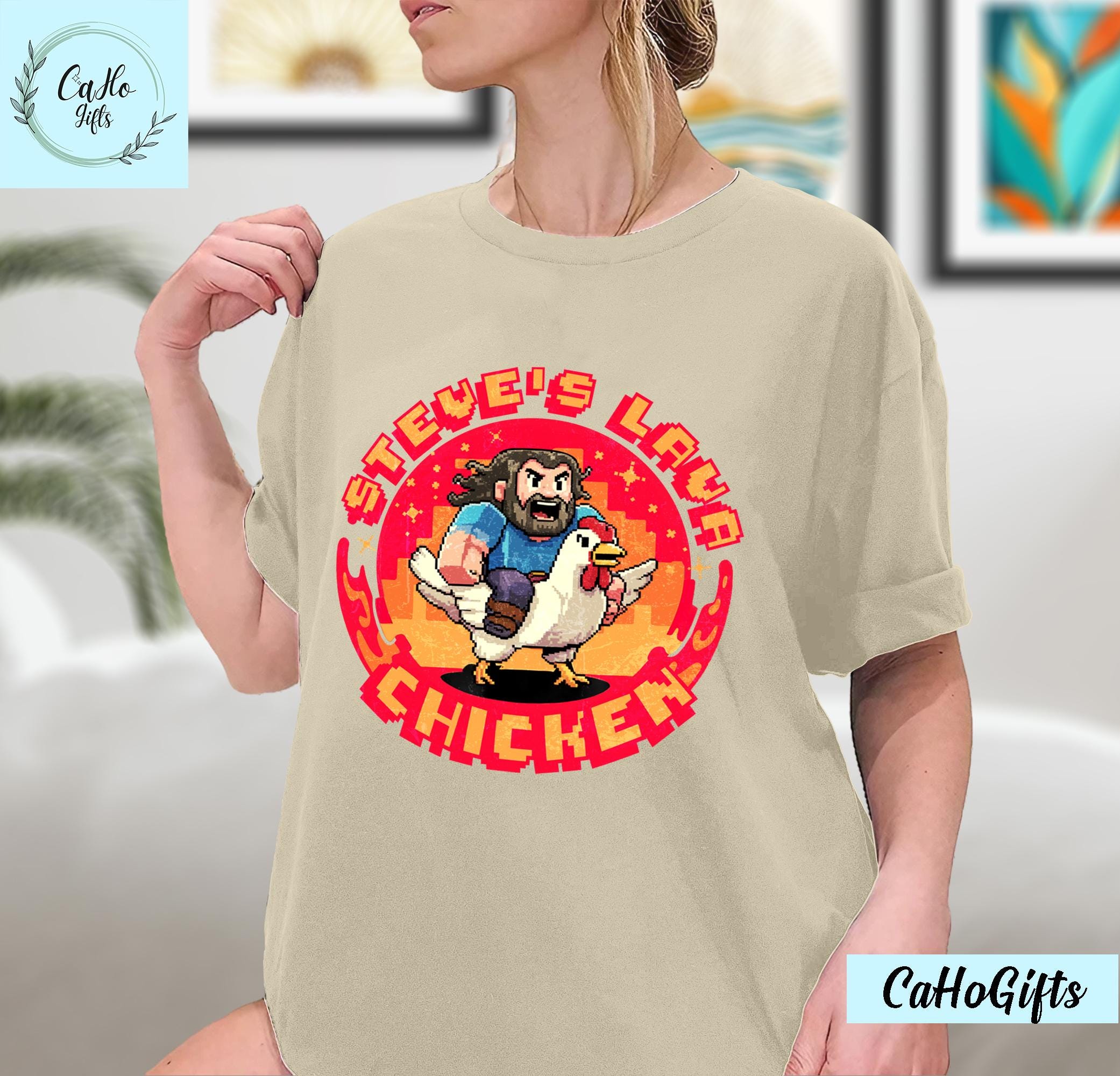 T-shirt Garçon Steve's Lava Chicken - 100% Coton - Manches Courtes - Taille 4 à 13 Ans - Motif Cartoon Poulet - Couleurs Assorties