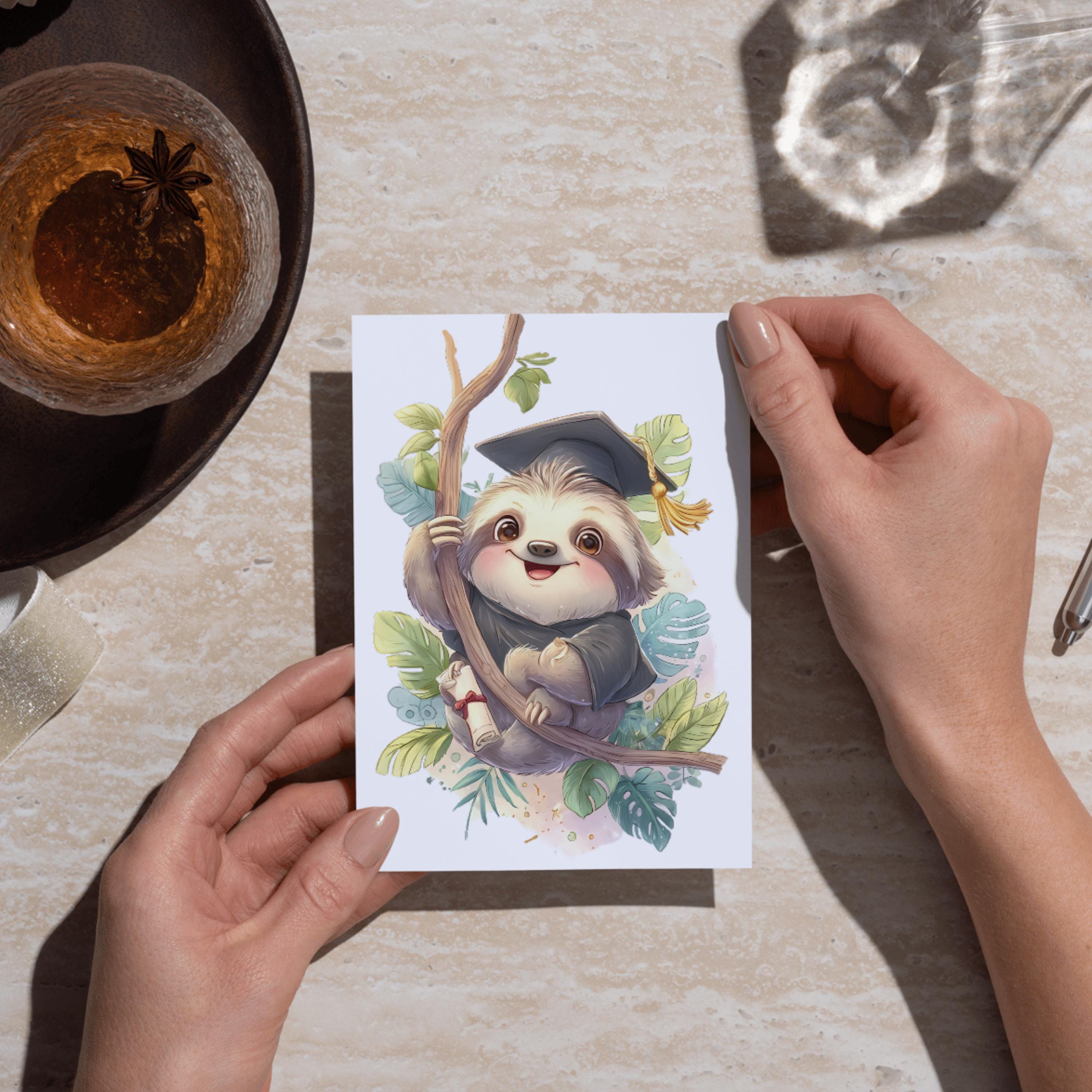 Sloth Graduation PNG Bundle, Watercolor Sloth Clipart, Cap & Gown ...