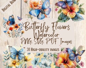 Nature Scenes Watercolor PNG SVG Bundle 31 Images Digital Printable ...