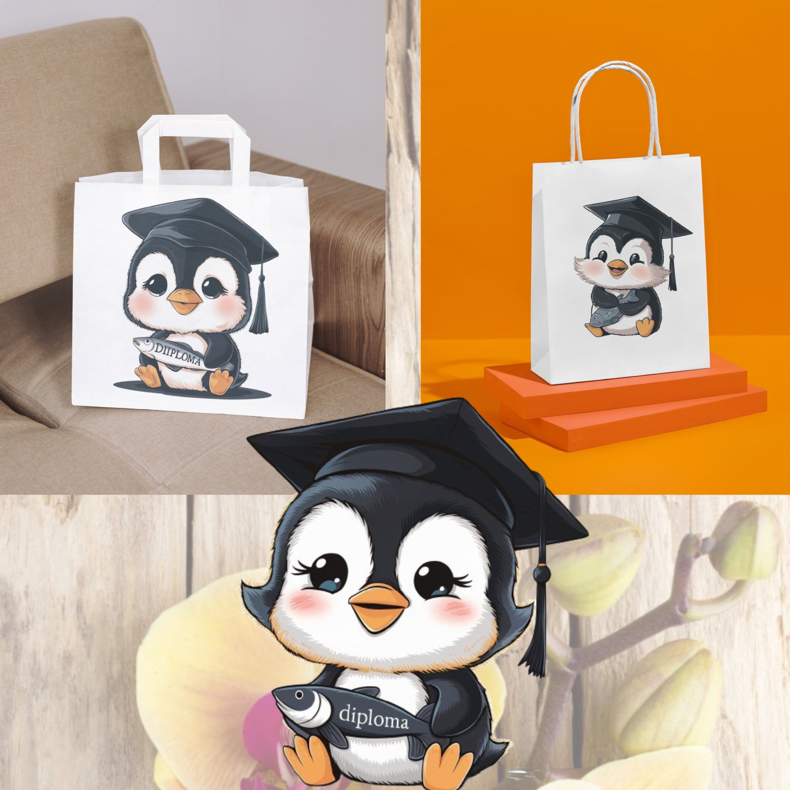 Penguin Graduation PNG SVG Bundle, 23 Adorable Clipart Designs for ...