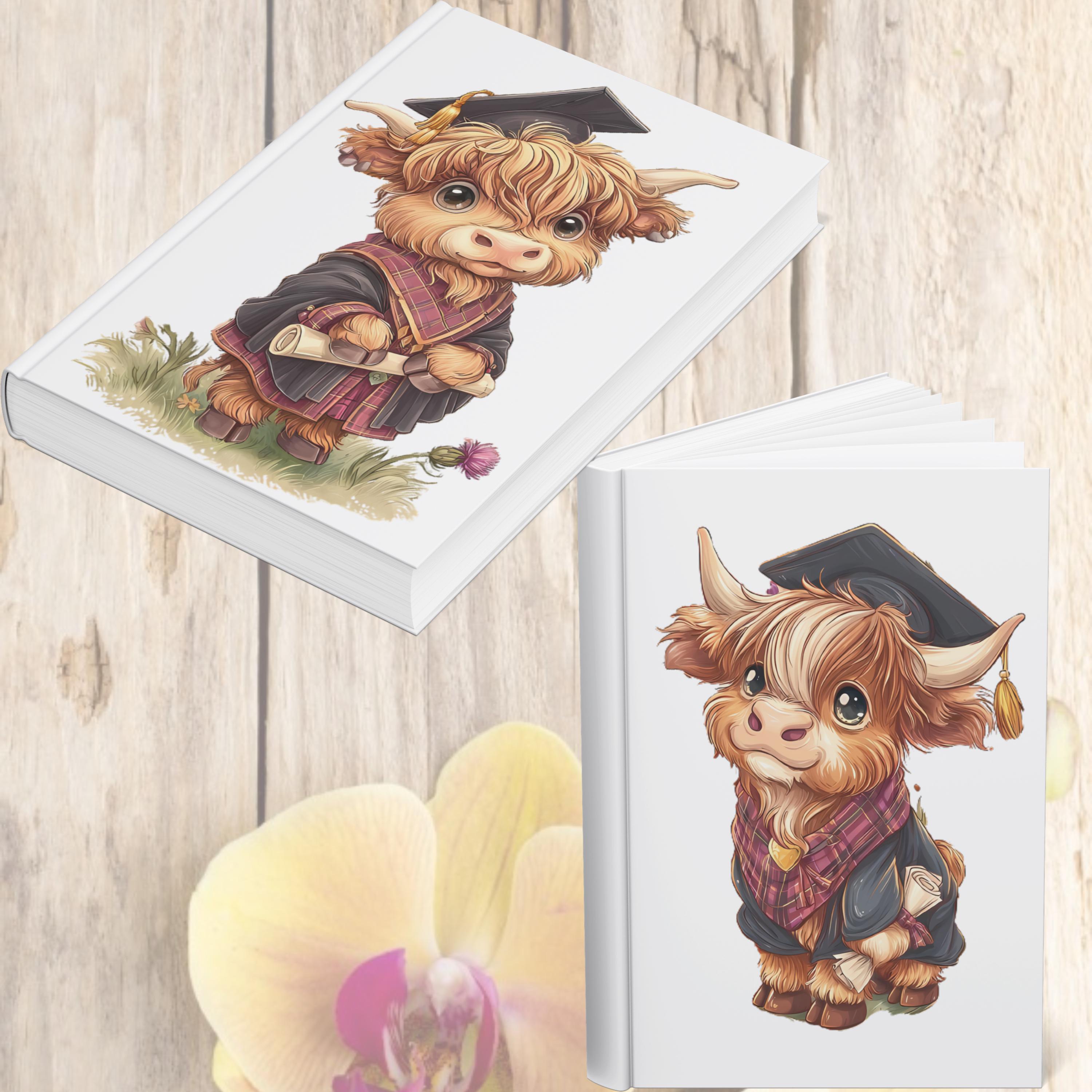 Graduation Cow Highland Cow Graduation PNG Bundle, 11 Cow Clipart Images With Cap ...