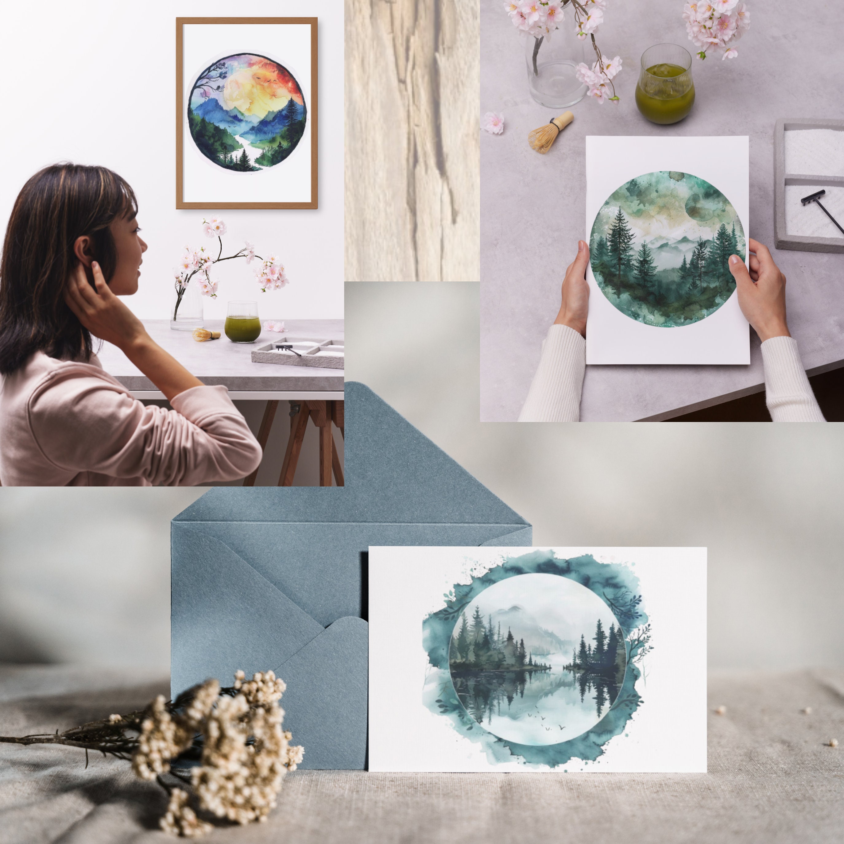 Nature Scenes Watercolor PNG SVG Bundle 31 Images Digital Printable ...
