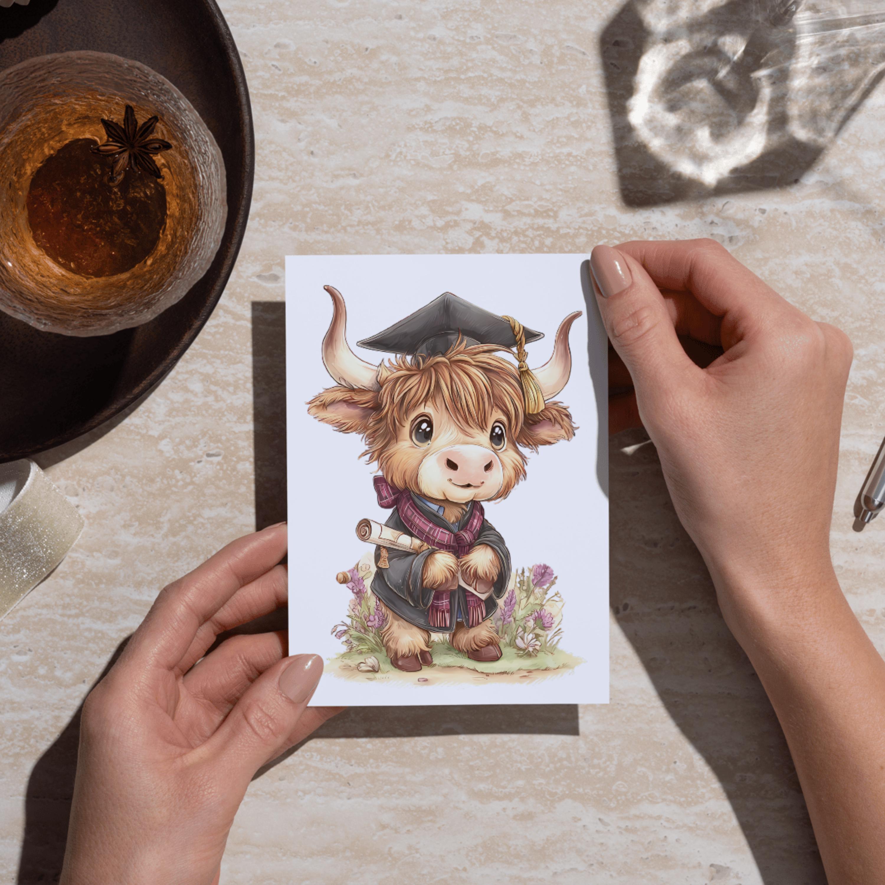 Graduation Cow Highland Cow Graduation PNG Bundle, 11 Cow Clipart Images With Cap ...