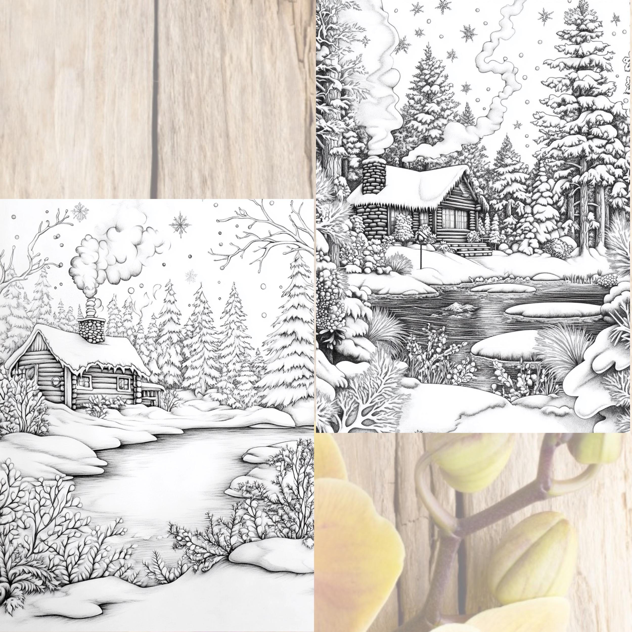 Cabin in the Snow Coloring Pages, 50 Printable Winter Scenes for ...