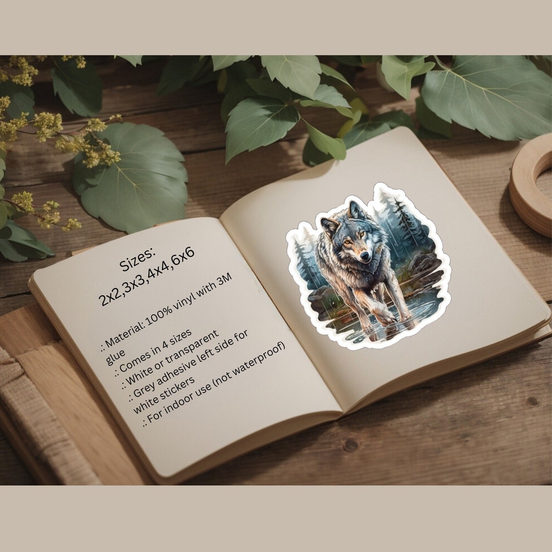 Wollo Sticker Wolf Walking Sticker, Cute Wolf Sticker, Gift for Wolf Lovers, Wolf ...