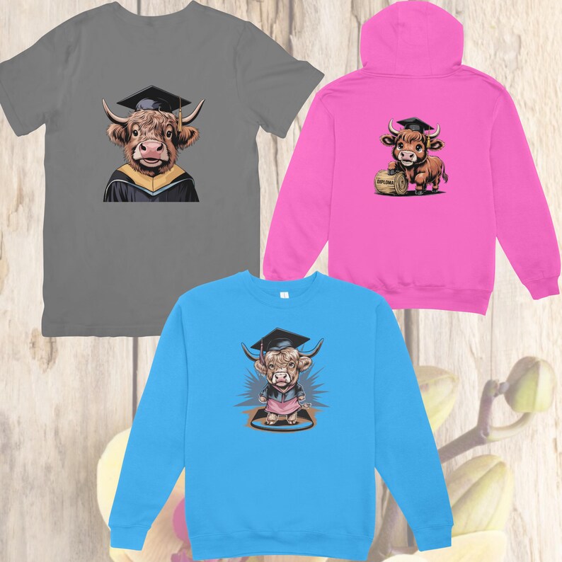Highland Cow Graduation PNG SVG Bundle, 24 Adorable Cow Clipart Designs ...